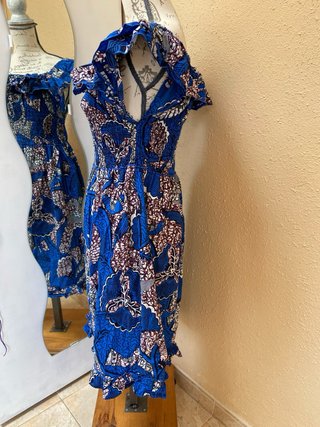 Vestido africano algodón volantes estampado