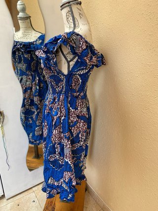 Vestido africano algodón volantes estampado