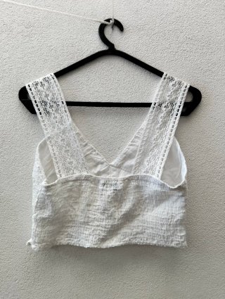 Top Curto Branco Renda Tamanho Único