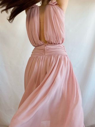 Vestido vintage rosa drapeado