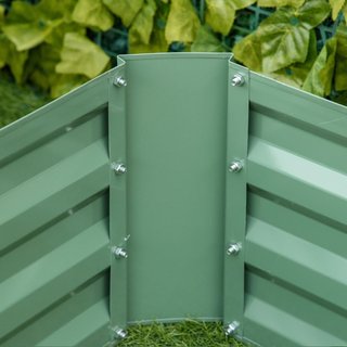 Juego de 2 Camas Elevadas para Huerto de Acero Galvanizado, Jardineras para Plantas, Hortalizas y Arbustos, 100X100Cm, Verde