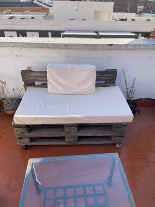 Conjunto exterior palets mesa cristal