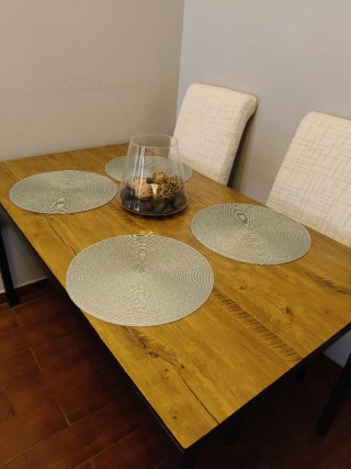 Mesa de comedor madera y cristal