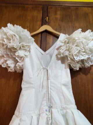 Vestido Flamenca Blanco Volantes