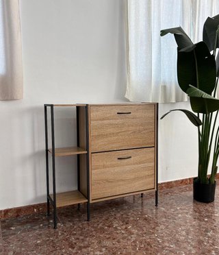 Zapatero metálico y madera