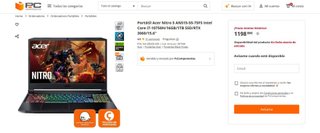 Portátil Acer Nitro 5 Gaming 3060 i7 INTEL FULL HD