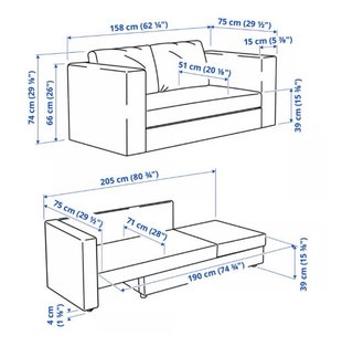 Sofá Cama 2 plazas - Knisa Gris Oscuro (SKÖNABÄCK)