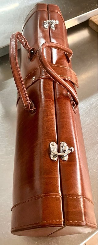 Borsa porta vino in pelle marrone