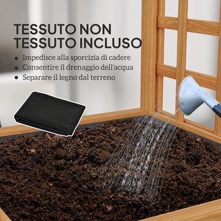 Letto per Orto Elevato da Esterno con Griglia, Giardino Esterno con Foro di Drenaggio e Fodera Traspirante in Legno di Abete, per Fiori e Verdure, 40X40X120 Cm, Marrone Chiaro