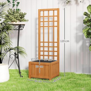 Letto per Orto Elevato da Esterno con Griglia, Giardino Esterno con Foro di Drenaggio e Fodera Traspirante in Legno di Abete, per Fiori e Verdure, 40X40X120 Cm, Marrone Chiaro