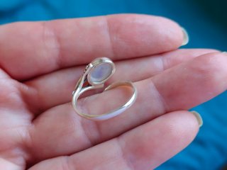 Anillo Plata 925 Piedra Luna Ajustable