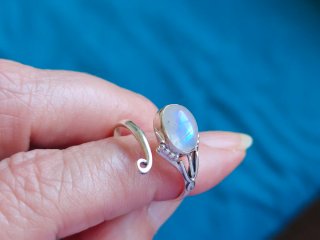 Anillo Plata 925 Piedra Luna Ajustable