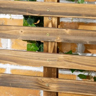 Maceta Con Enrejado para Plantas Trepadoras y Ruedas, Maceta de Madera de Abeto Con Diseño Autodrenante, 65X31X147 Cm, Marrón Carbonizado