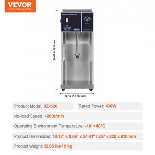 Batidora de Helados, Mezclador de Helados de Alta Velocidad de 400W, Máquina de Batido de 4200RPM, Ajuste de Velocidad Sin Escalones, Batidora de Helados de Acero Inoxidable 304, 3 Tazas de Mano, ...
