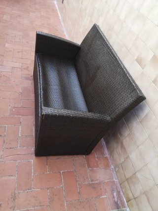Conjunto Sofá y Silla Exterior Ratán Negro
