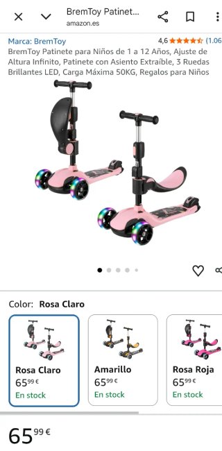 Patinete 3 Ruedas BremToy Rosa