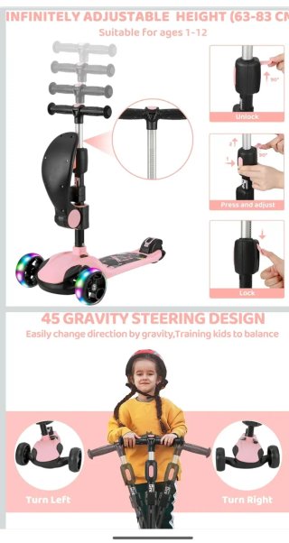 Patinete 3 Ruedas BremToy Rosa