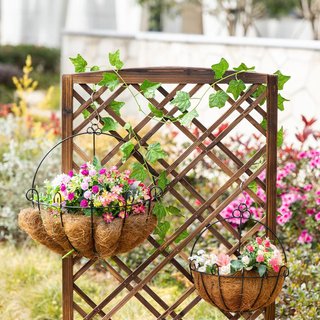 Maceta de Exterior de Madera, Maceta con Enrejado para Plantas Trepadoras y Huerto Elevado, 60X30X122.5 Cm, Marrón