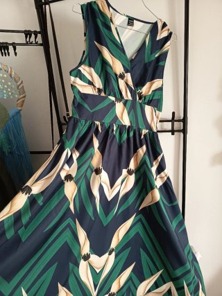 Vestido largo estampado mujer