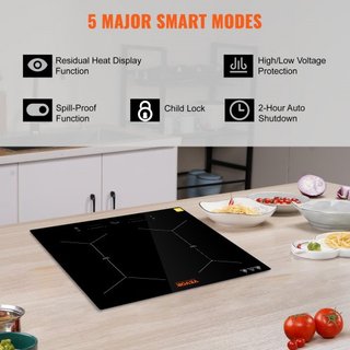 Placa de Cocina Eléctrica de 24 pulgadas 4 Quemadores de Vidrio Cerámico con Control Táctil