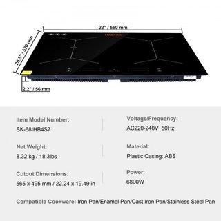 Placa de Cocina Eléctrica de 24 pulgadas 4 Quemadores de Vidrio Cerámico con Control Táctil