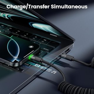 Cable espiral USB C carga rápida toocki