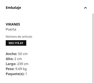 Puerta IKEA VIKANES blanca 50x229 cm