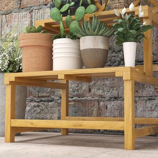 Jardinera Con Enrejado de 2 Niveles Con Techo y Estantes de Listones, Jardinera de Madera de Abeto, 60X50X166 Cm, Amarillo