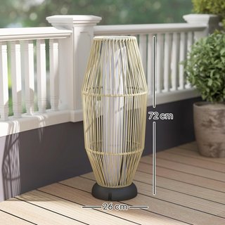 Lampada Solare da Giardino con 6H di Illuminazione LED a 3000K, Lampada da Esterno in PE Rattan e Metallo, IP44, Ø26X72 Cm, Grigio