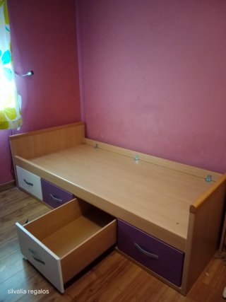 Cama individual 90cm con cajones