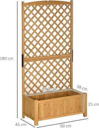 Letto per Orto Elevato da Esterno con Griglia, Giardino Verticale in Legno di Abeto con Fori di Drenaggio, per Fiori e Verdure, per Giardino e Balcone, 90X45X180 Cm, Giallo
