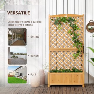 Letto per Orto Elevato da Esterno con Griglia, Giardino Verticale in Legno di Abeto con Fori di Drenaggio, per Fiori e Verdure, per Giardino e Balcone, 90X45X180 Cm, Giallo