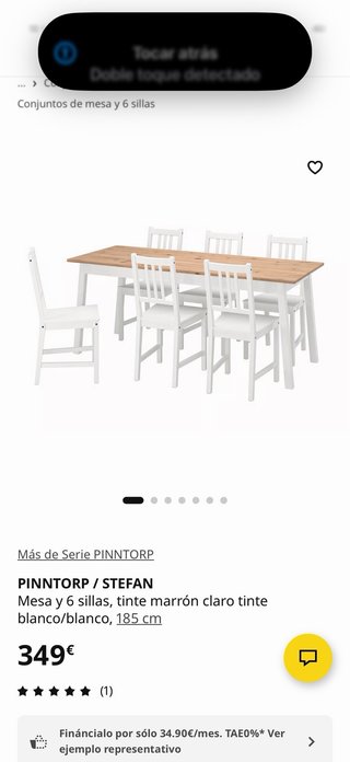 Mesa comedor IKEA y 6 sillas con cojines