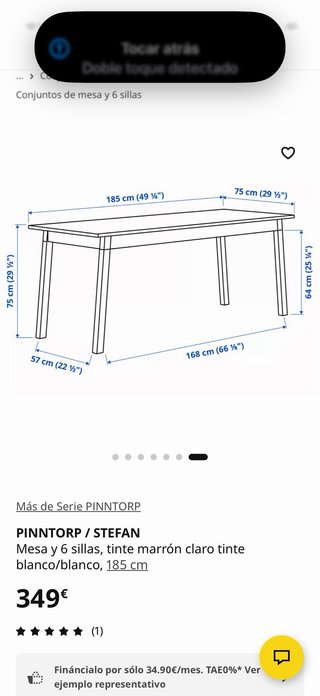 Mesa comedor IKEA y 6 sillas con cojines