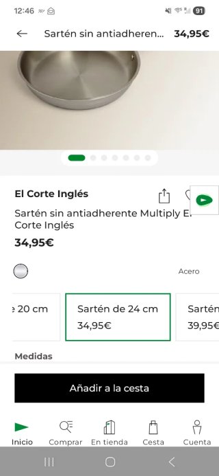 Sartén 3 capas 24cm de acero inoxidable