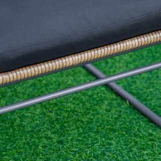 Set di mobili da giardino in rattan PE 4 pezzi, soggiorno esterno stile boho con 2 poltrone, divano e tavolo con piano