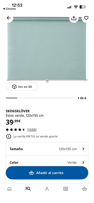 Estor enrollable IKEA verde 120x195 cm