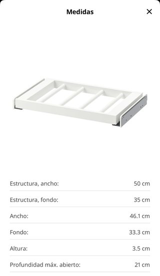 Pantalonero extraible Ikea armario 50x35 cm