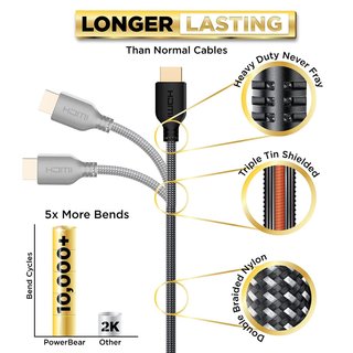 PowerBear cable HDMI 4K nylon trenzado