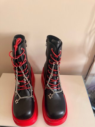 Botas Plataforma Góticas Alternativas Negro y Rojo