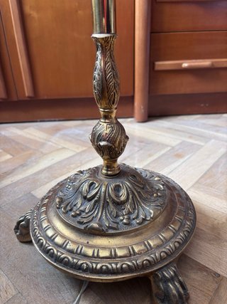 Lámpara de pie vintage dorada y beige