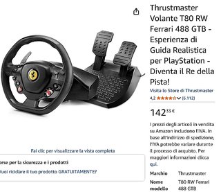 Volante Thrustmaster T80 Ferrari PS5 PS4 PC