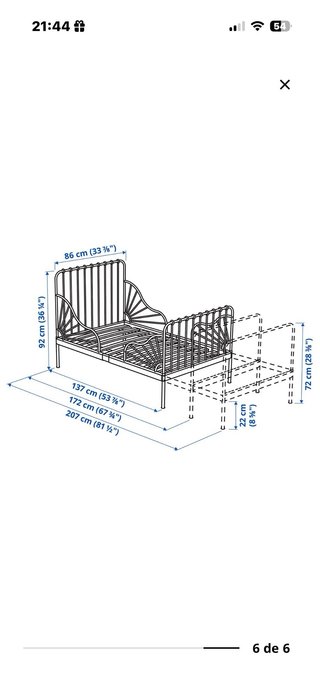 Cama extensible forja blanca IKEA