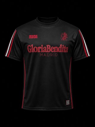 Camiseta Negra y Roja Gloria Bendita Madrid
