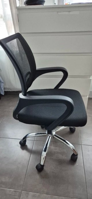 Sedia da scrivania nera e argentata