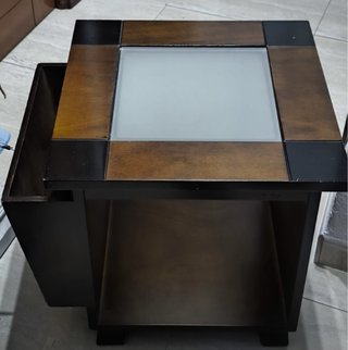 Mesita de salón madera y cristal