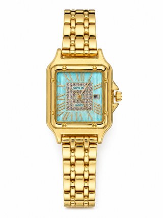 Reloj SKYLIN fondo azul y detalles dorados