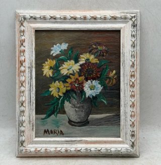 Cuadro Óleo Flores Jarrón 23x16cm ADMITE OFERTAS