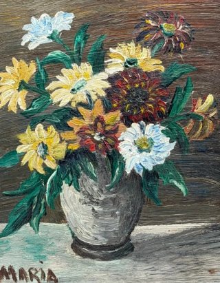 Cuadro Óleo Flores Jarrón 23x16cm ADMITE OFERTAS