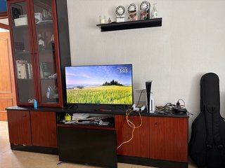 Mueble TV y Estantería Madera y Cristal